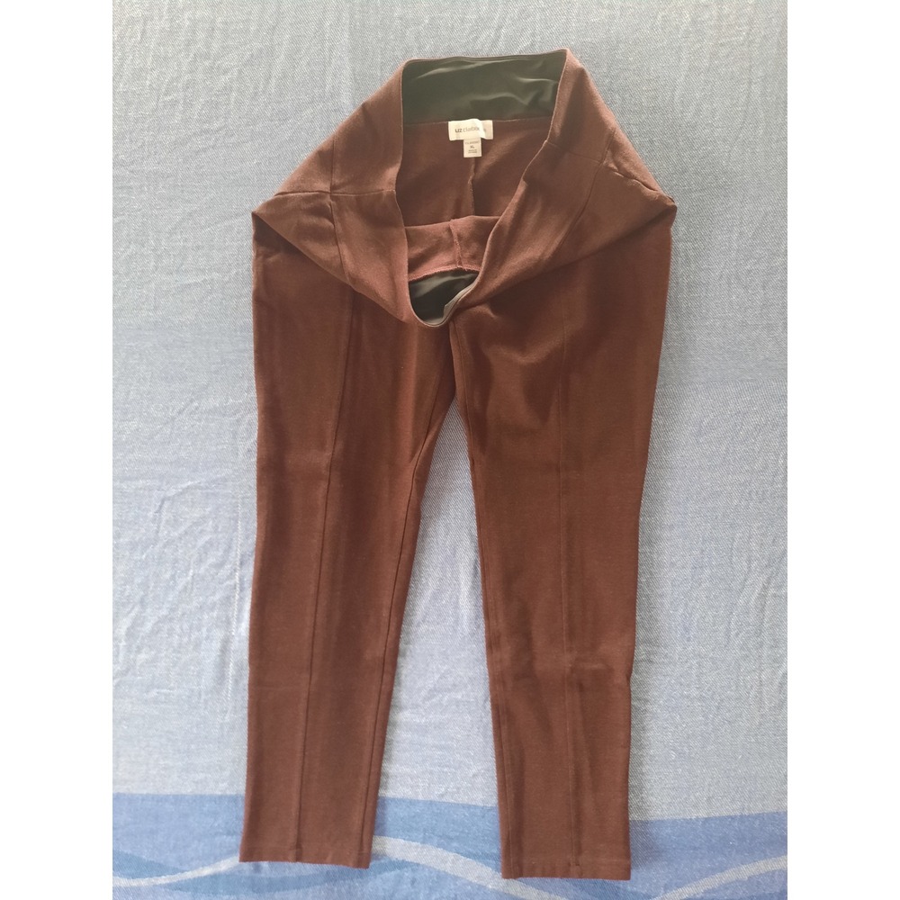 Liz Claiborne Classic Womens XL Burgundy Heathered Pull On Slim Leg Pants